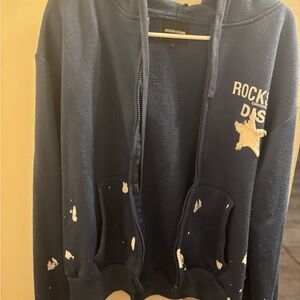 Rockstar Original Navy Distressed Zip-Up Hoodie